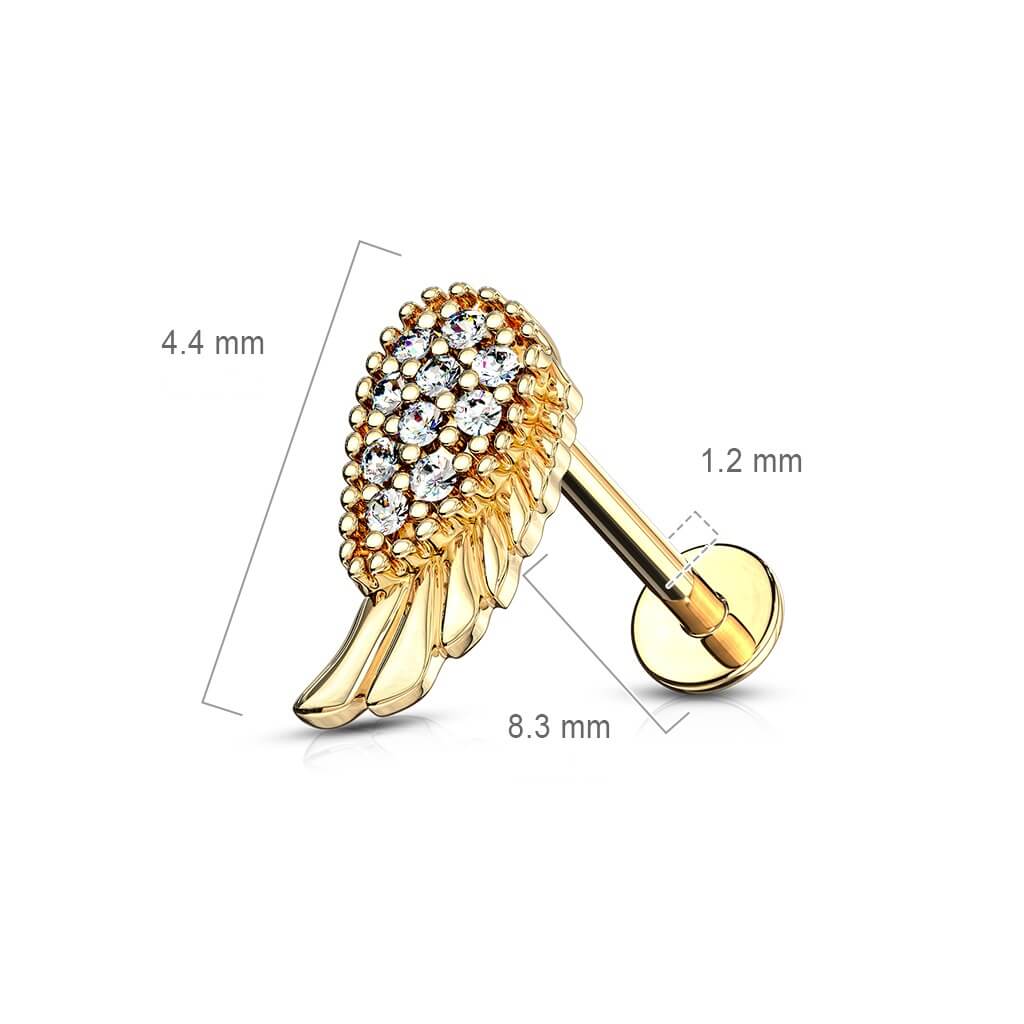 Labret Angel Wings Zirconia Internally Threaded - Image 3