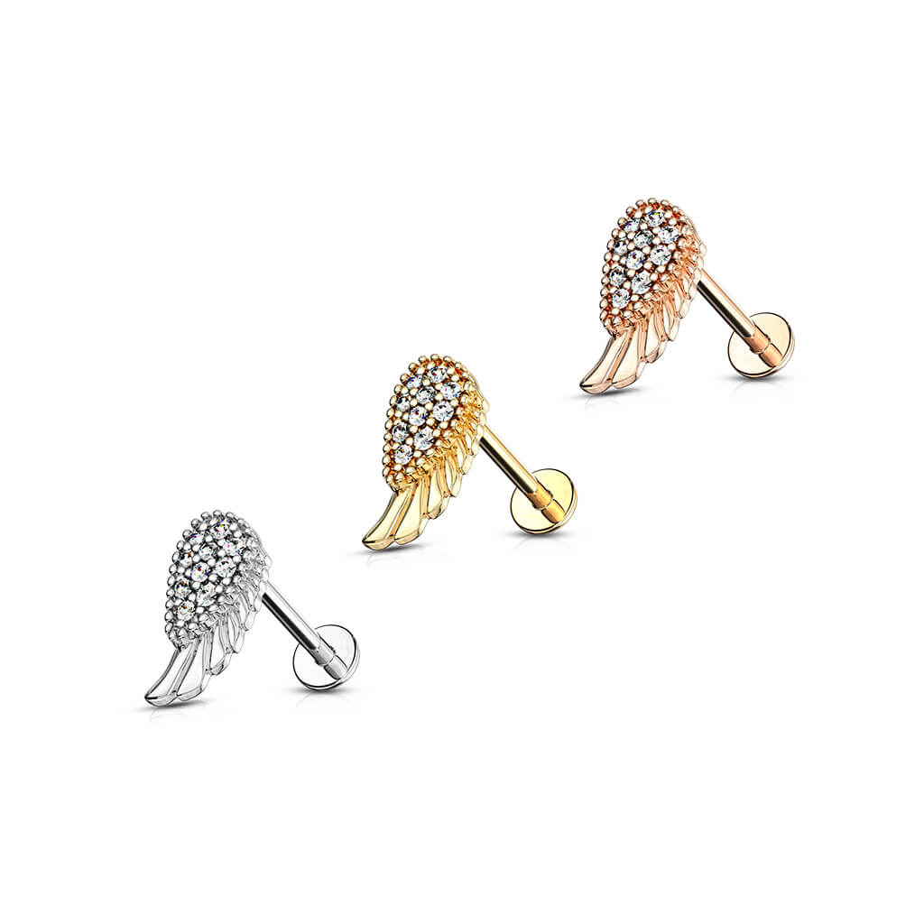 Labret Angel Wings Zirconia Internally Threaded - Image 5