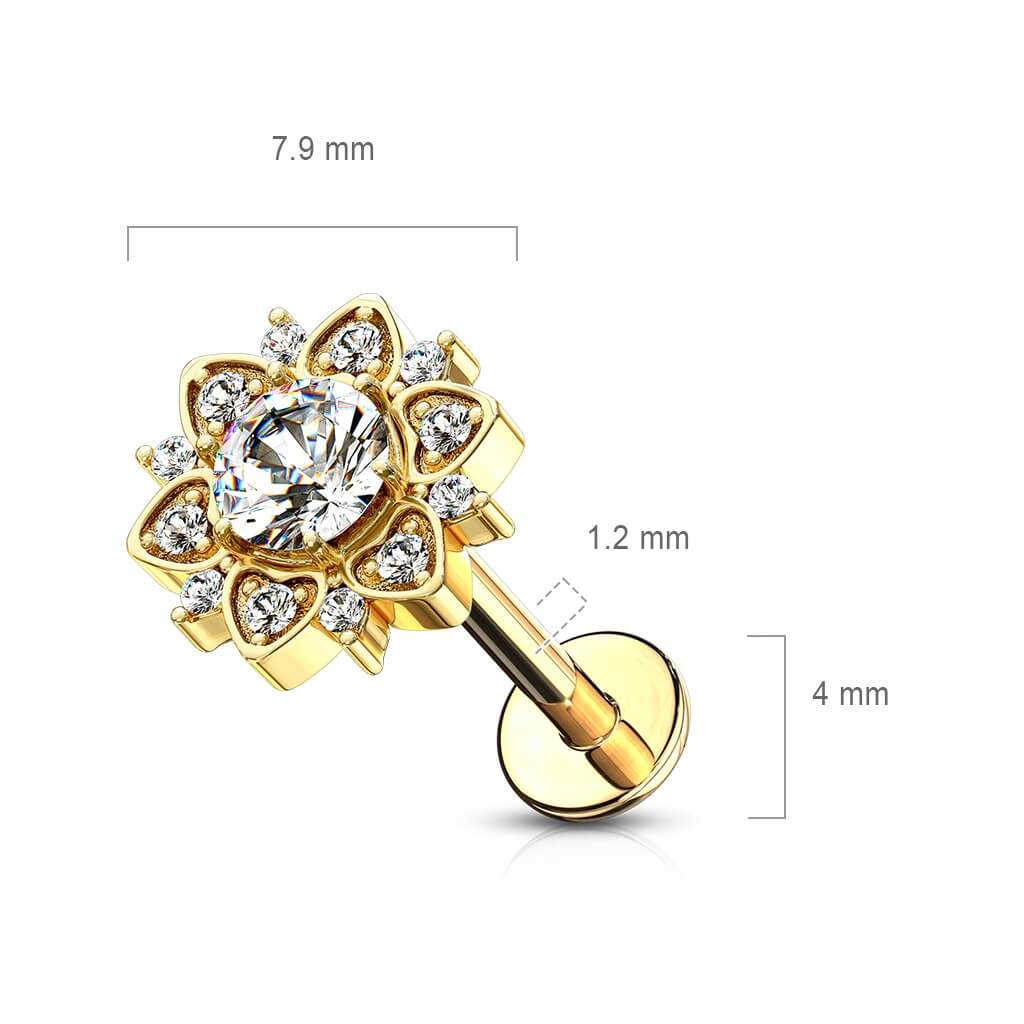Labret Flower Zirconia Internally Threaded - Image 3