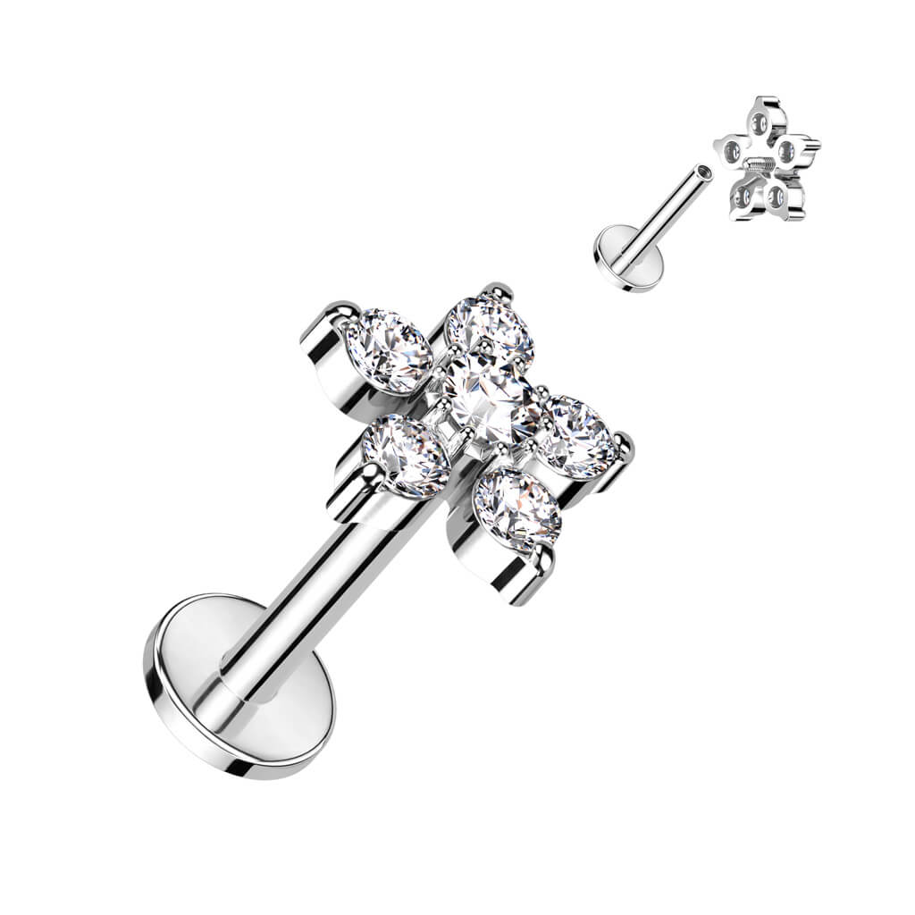 Labret Flower Zirconia Internally Threaded - Image 2