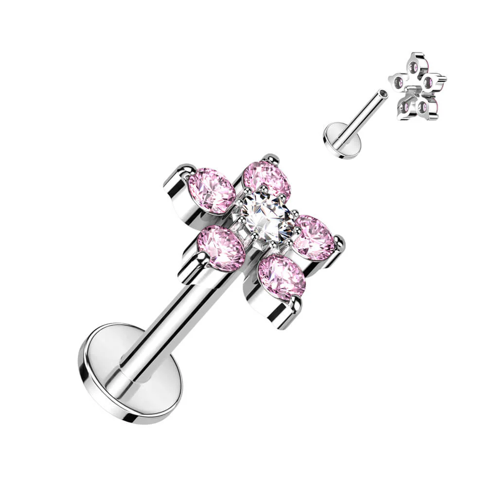 Labret Flower Zirconia Internally Threaded - Image 6