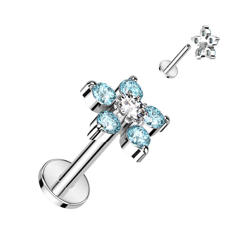 Labret Flower Zirconia Internally Threaded - Image 8
