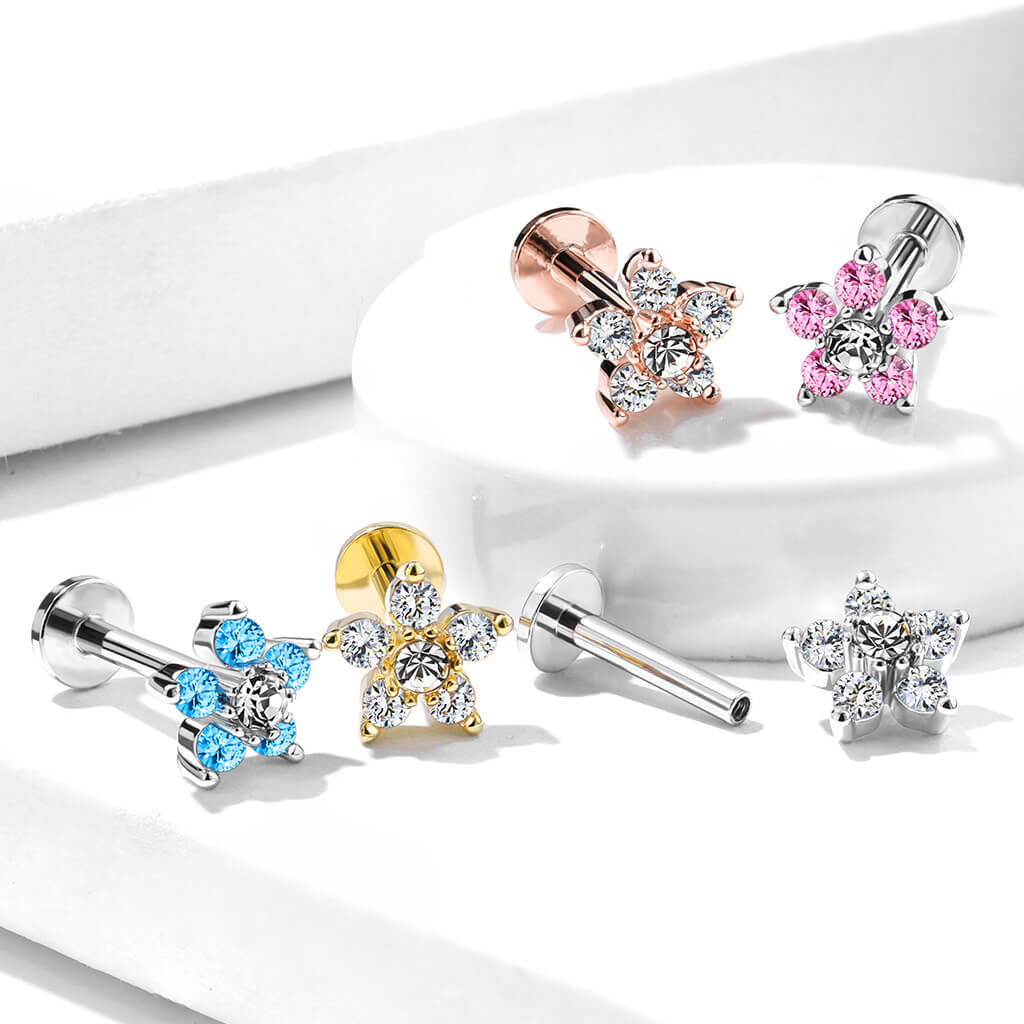 Labret Flower Zirconia Internally Threaded - Image 9