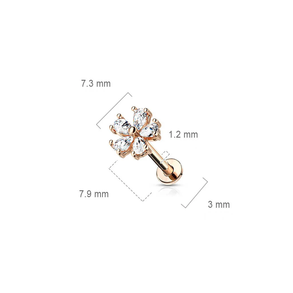 Labret Flower Zirconia Internally Threaded - Image 3