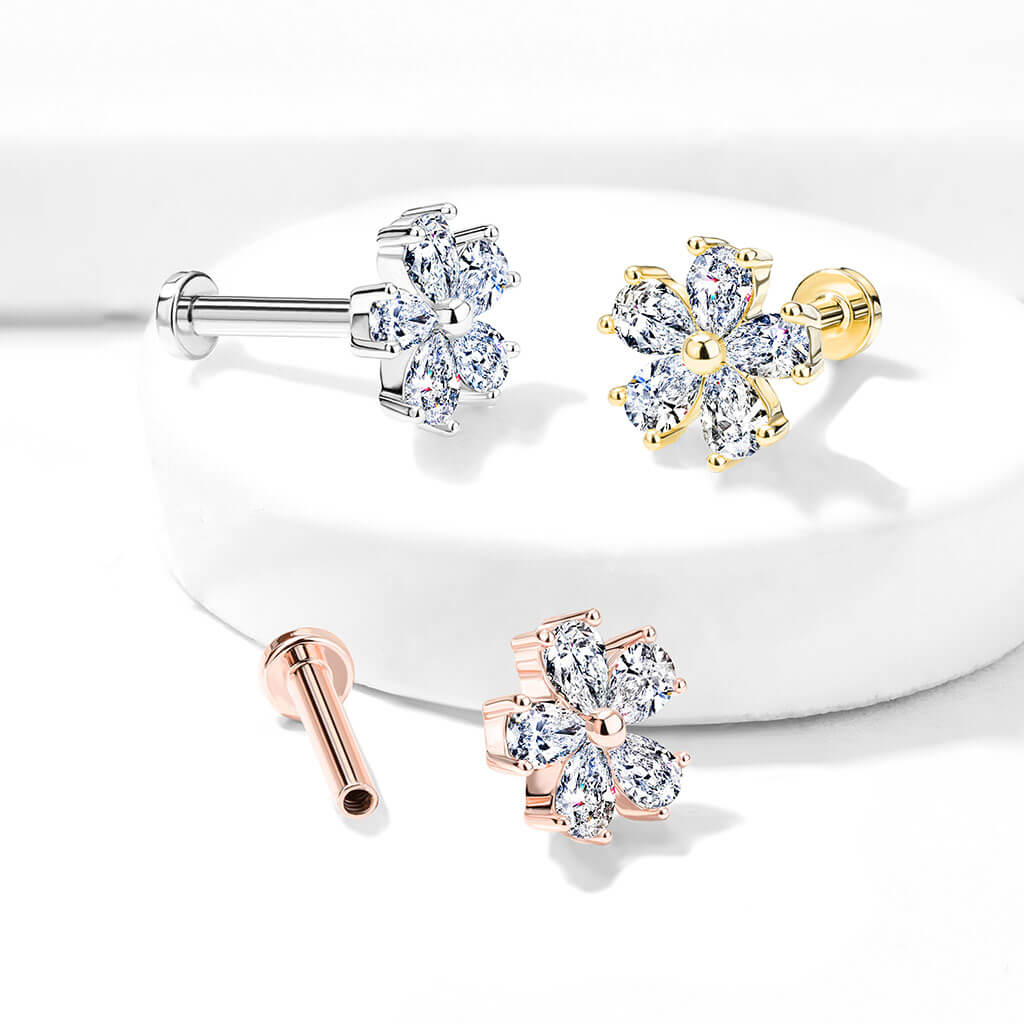 Labret Flower Zirconia Internally Threaded - Image 8