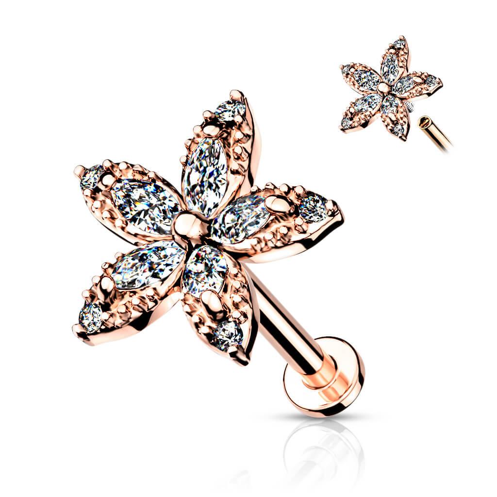 Labret Flower Zirconia Internally Threaded - Image 6