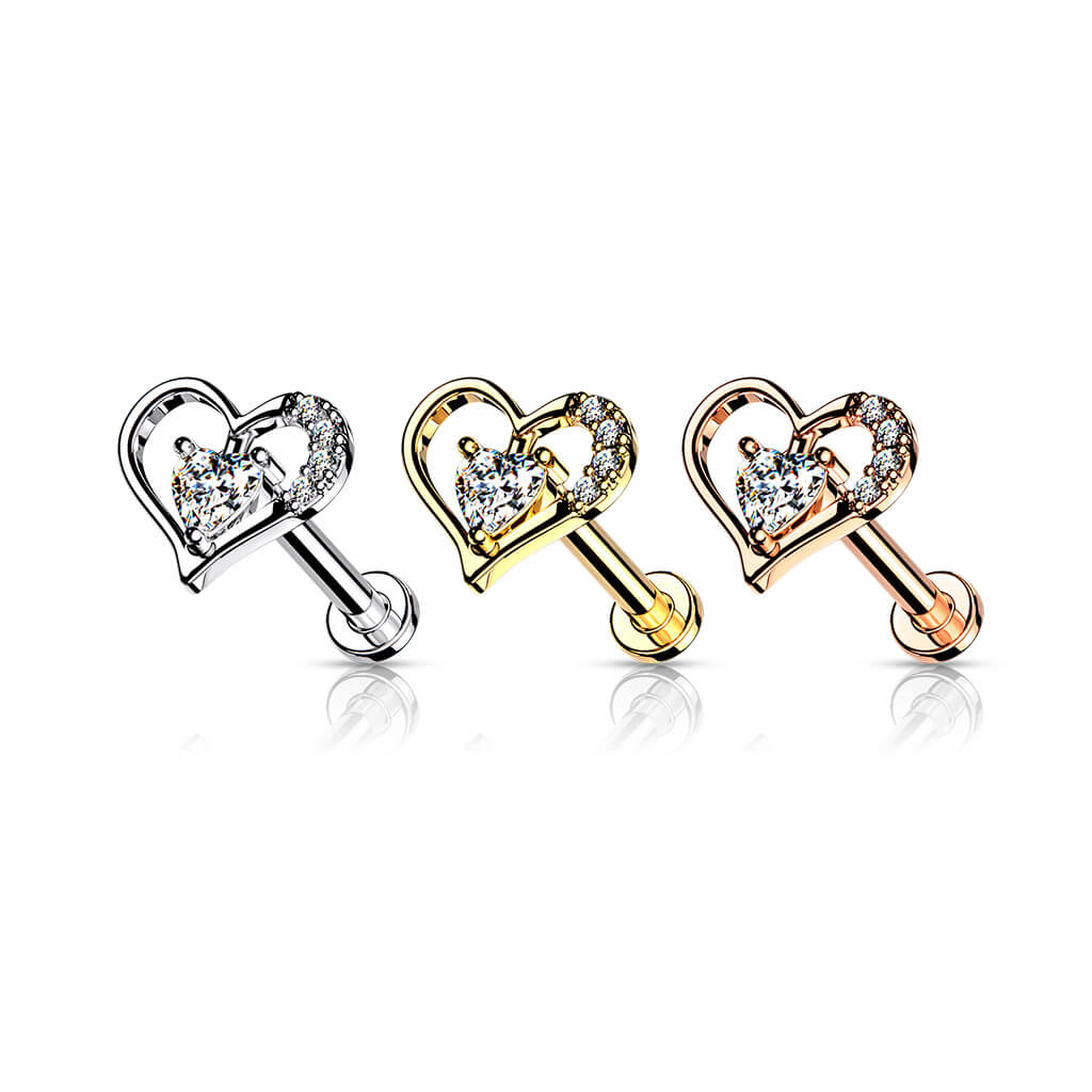 Labret Heart Zirconia Internally Threaded - Image 3