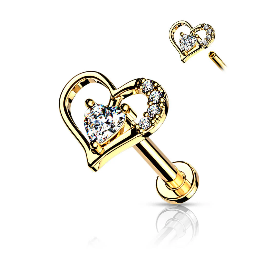 Labret Heart Zirconia Internally Threaded - Image 4