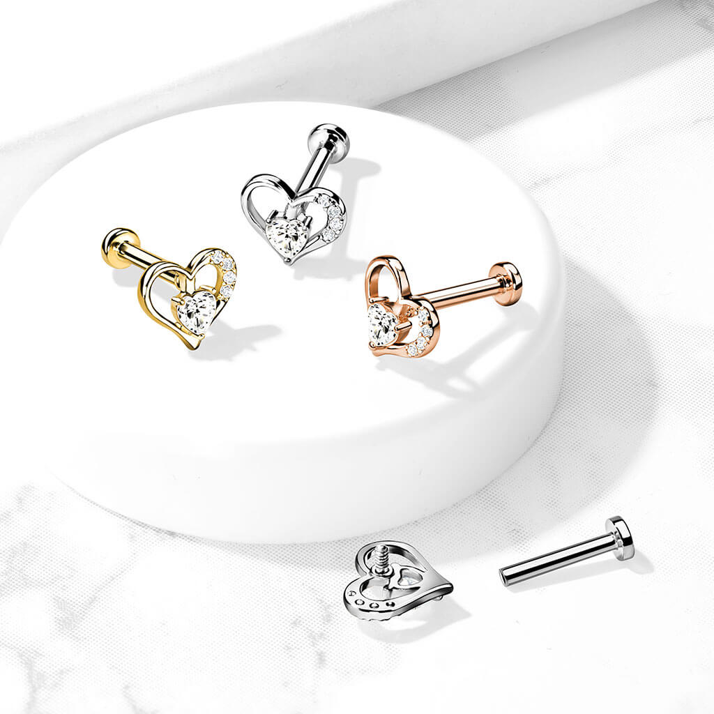 Labret Heart Zirconia Internally Threaded - Image 7