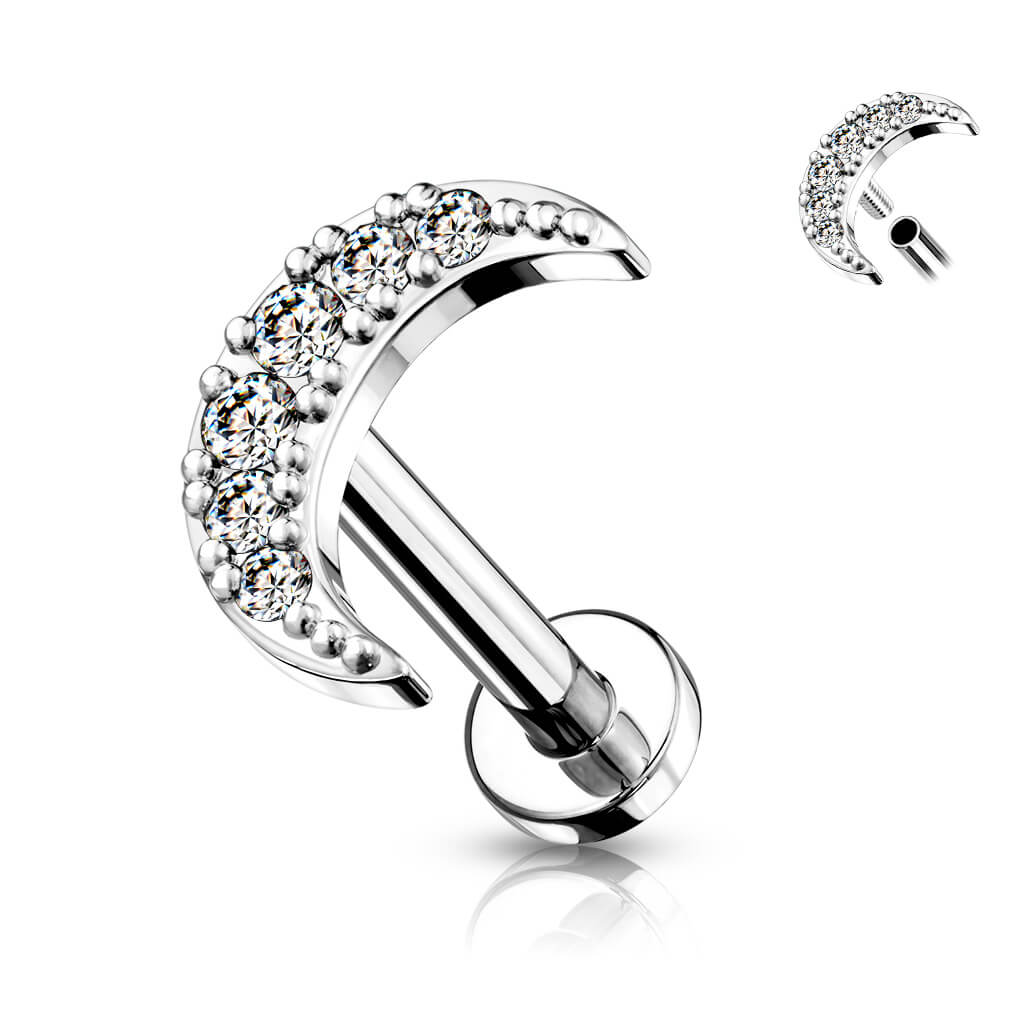 Labret Moon Zirconia Internally Threaded - Image 2