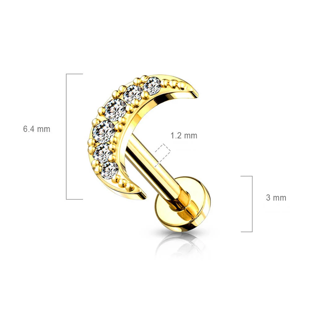 Labret Moon Zirconia Internally Threaded - Image 3