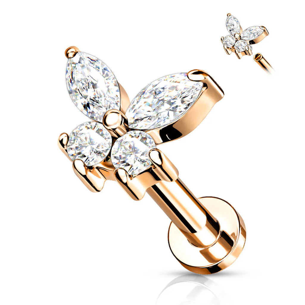 Labret Butterfly Zirconia Internally Threaded - Image 11
