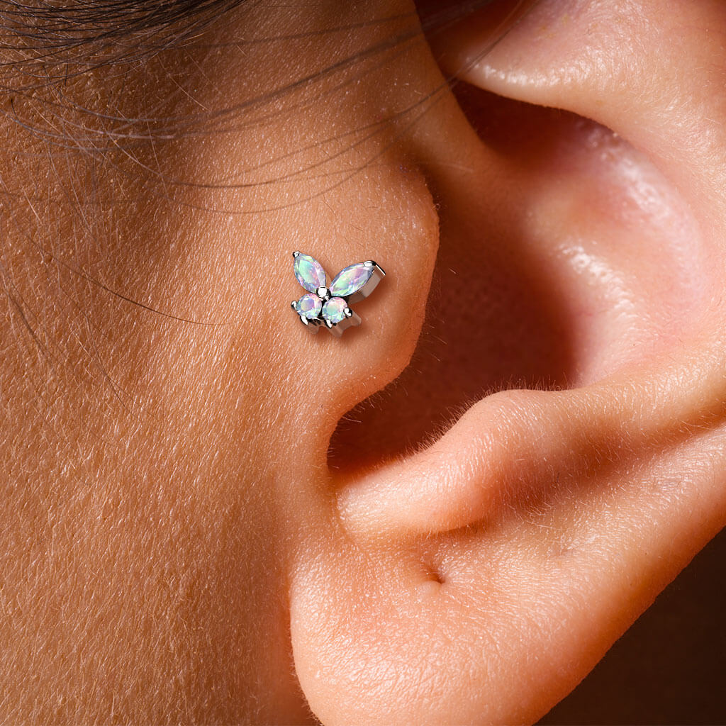 Labret Butterfly Zirconia Internally Threaded - Image 7