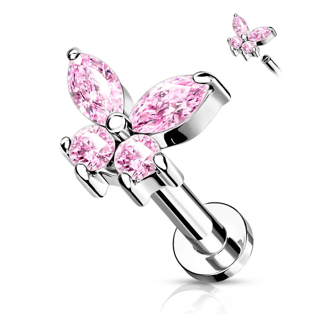 Labret Butterfly Zirconia Internally Threaded - Image 8