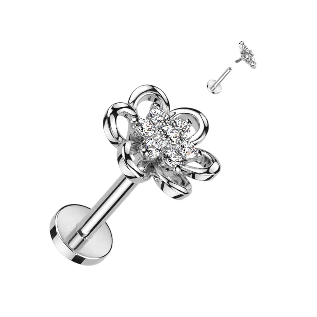Labret Flower Zirconia Internally Threaded - Image 2