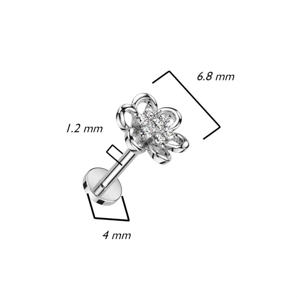 Labret Flower Zirconia Internally Threaded - Image 3