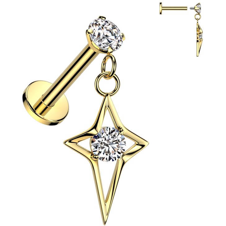 Labret hollow star zirconia Internally Threaded - Image 3
