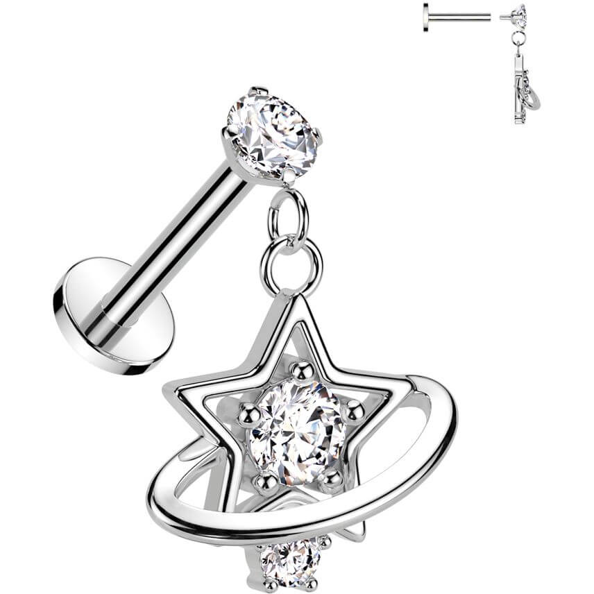 Labret Star Saturn Zirconia Internally Threaded - Image 4