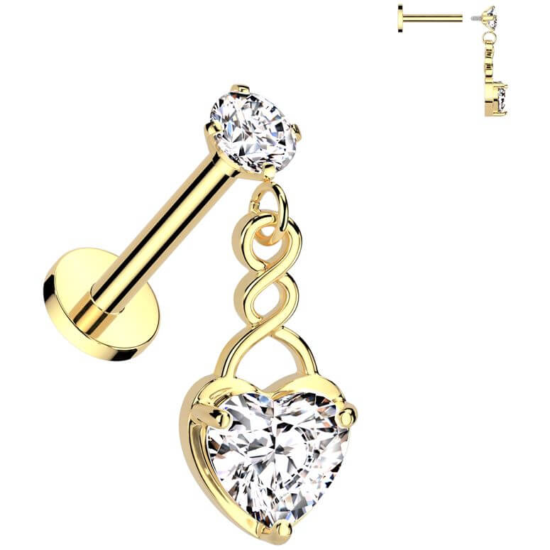 Labret heart zirconia Internally Threaded - Image 3