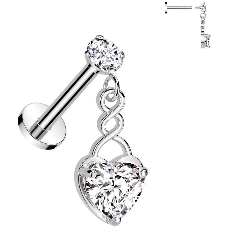 Labret heart zirconia Internally Threaded - Image 4