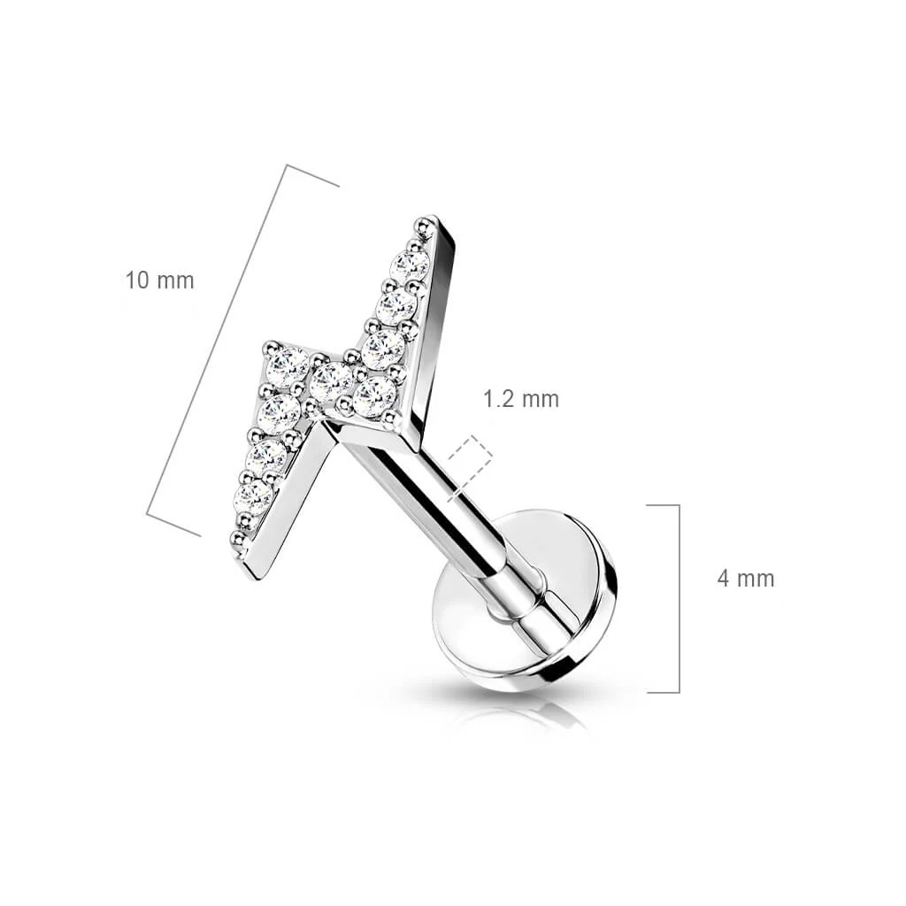 Labret Lightning Bolt Zirconia Internally Threaded - Image 3