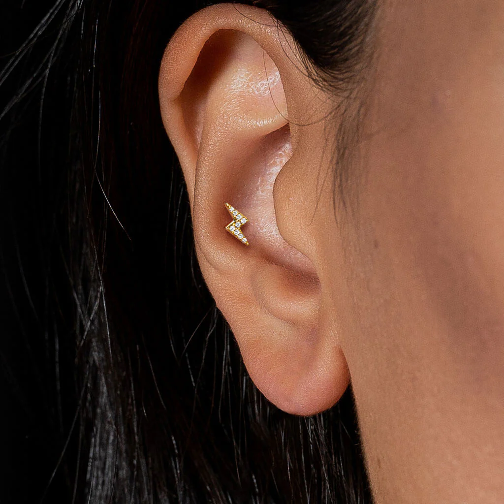 Labret Lightning Bolt Zirconia Internally Threaded - Image 7