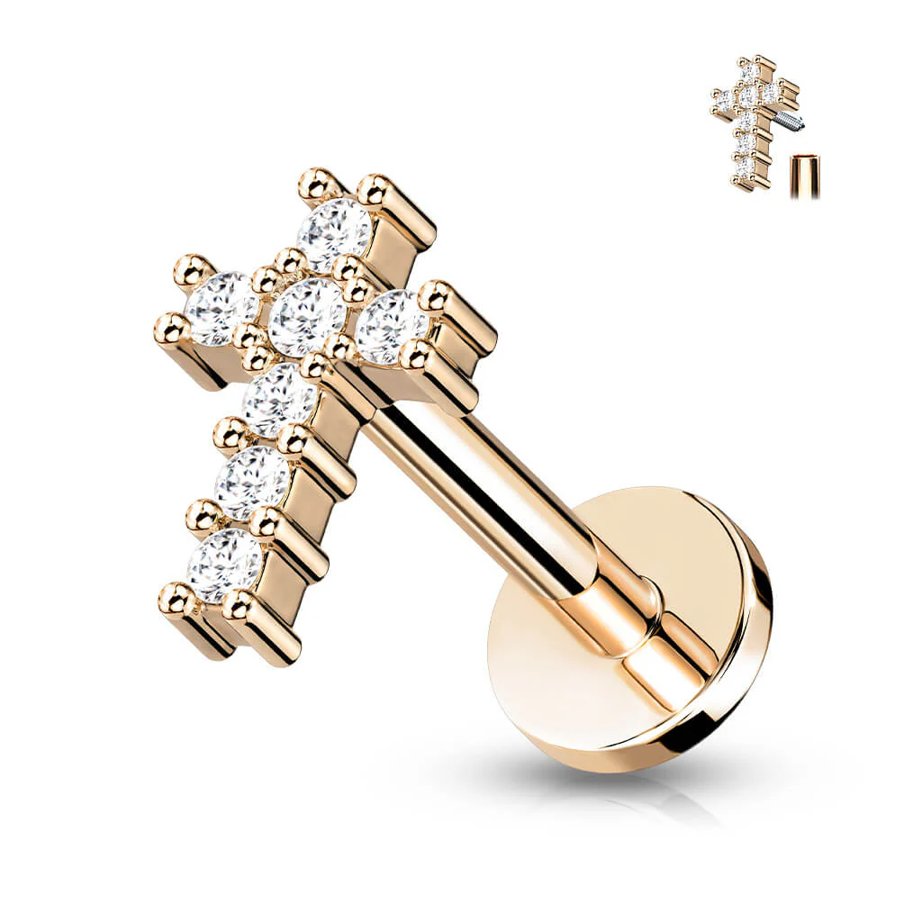 Labret Cross Zirconia Internally Threaded - Image 4