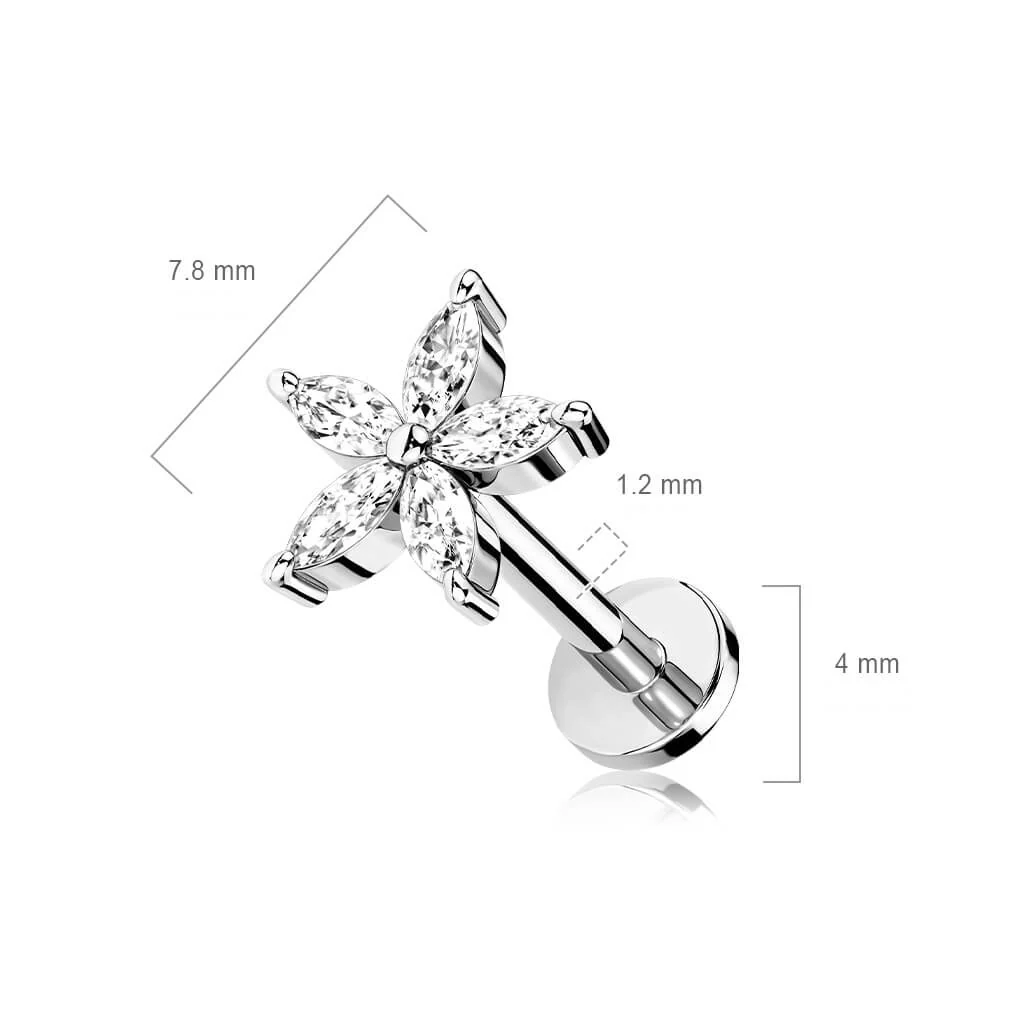 Labret Flower Zirconia Internally Threaded - Image 3