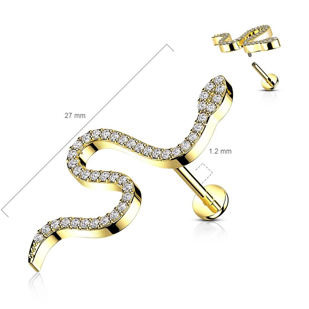 Labret Snake Zirconia Internally Threaded - Image 3