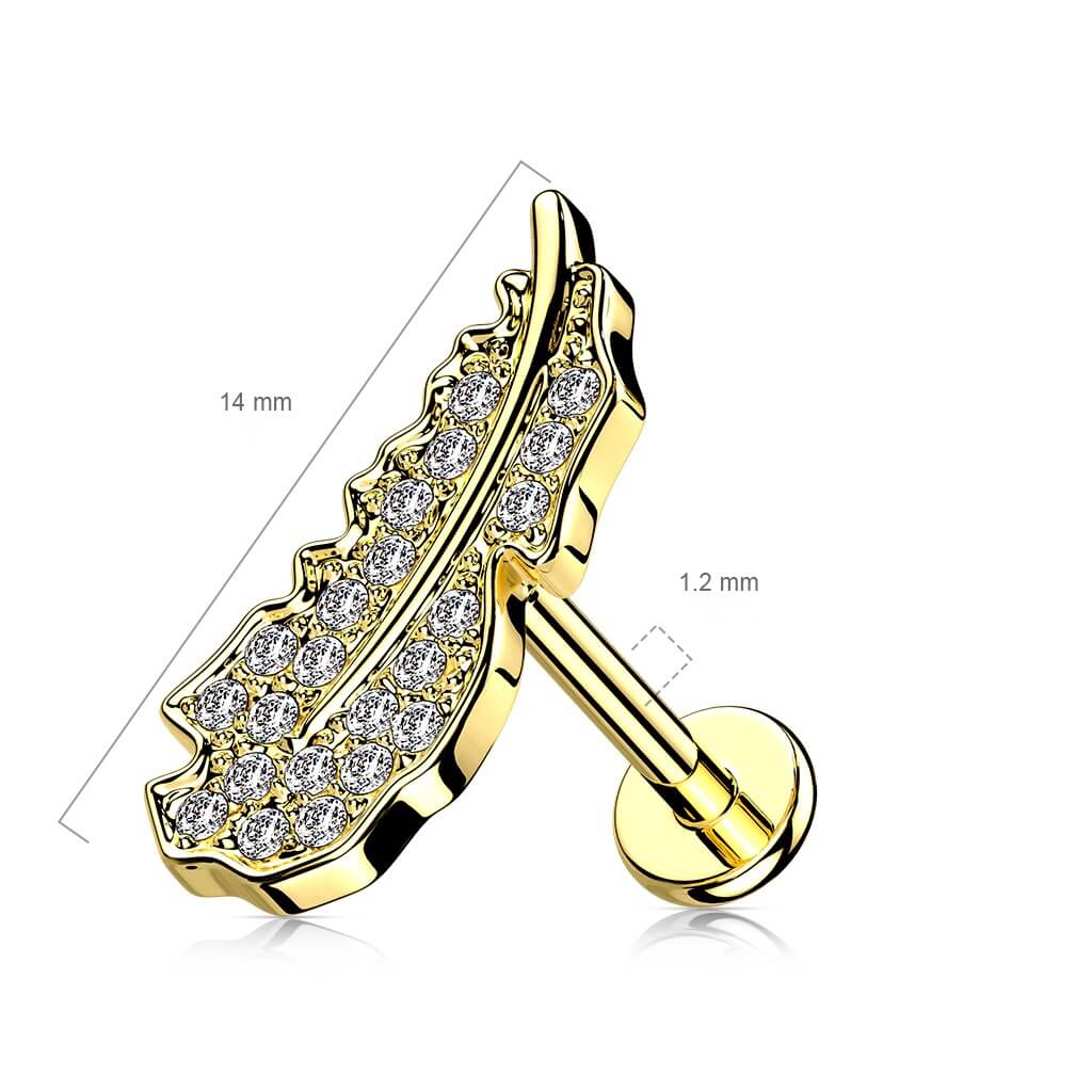 Labret Feather Zirconia Internally Threaded - Image 3