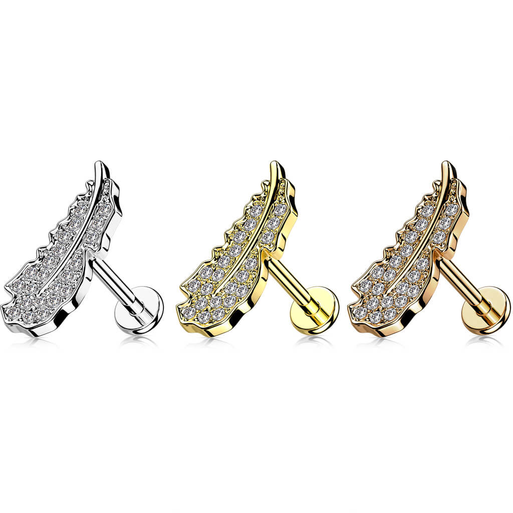 Labret Feather Zirconia Internally Threaded - Image 5