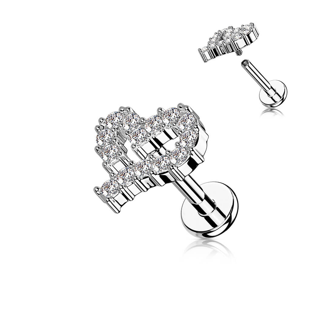 Labret Heart Zirconia Internally Threaded - Image 2