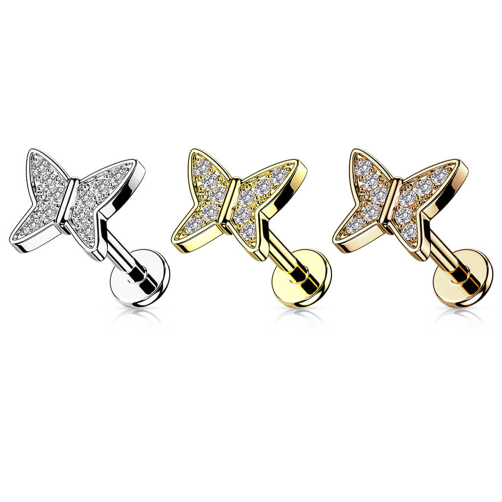 Labret Butterfly Zirconia Internally Threaded - Image 5