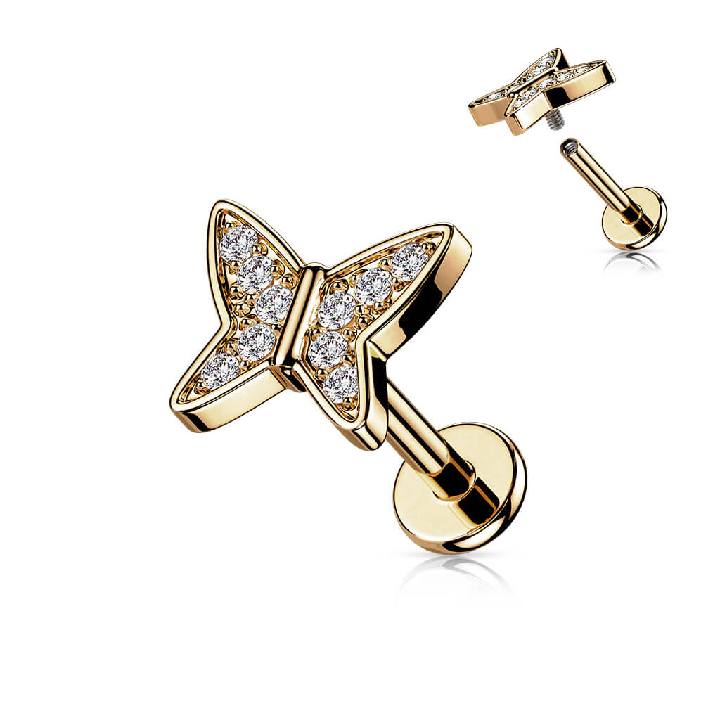 Labret Butterfly Zirconia Internally Threaded - Image 6