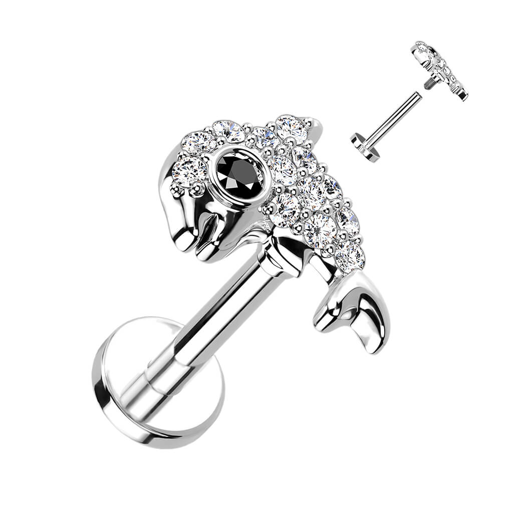 Labret Dolphin Zirconia Internally Threaded - Image 2