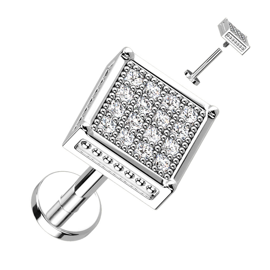 Labret Square Zirconia Internally Threaded - Image 2