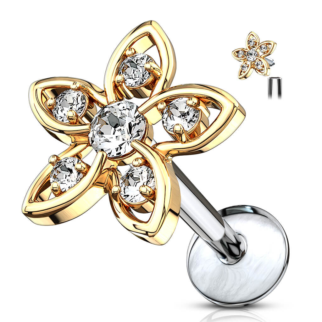 Labret Flower Zirconia Internally Threaded - Image 4