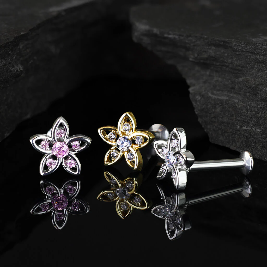 Labret Flower Zirconia Internally Threaded - Image 8