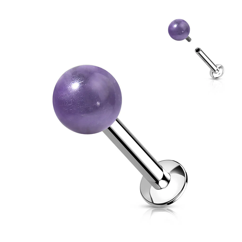 Labret Ball Semi-Precious Stone Internally Threaded - Image 2