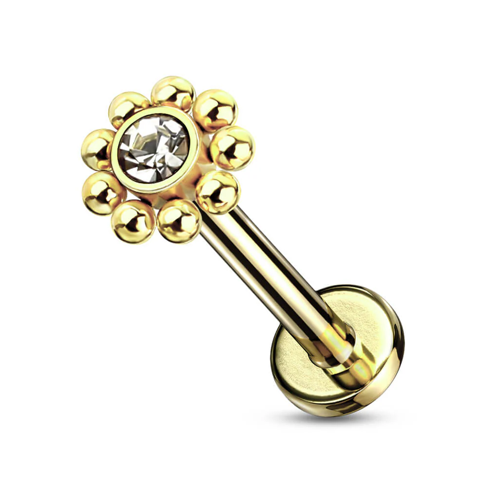 Labret Flower Zirconia Internally Threaded - Image 2