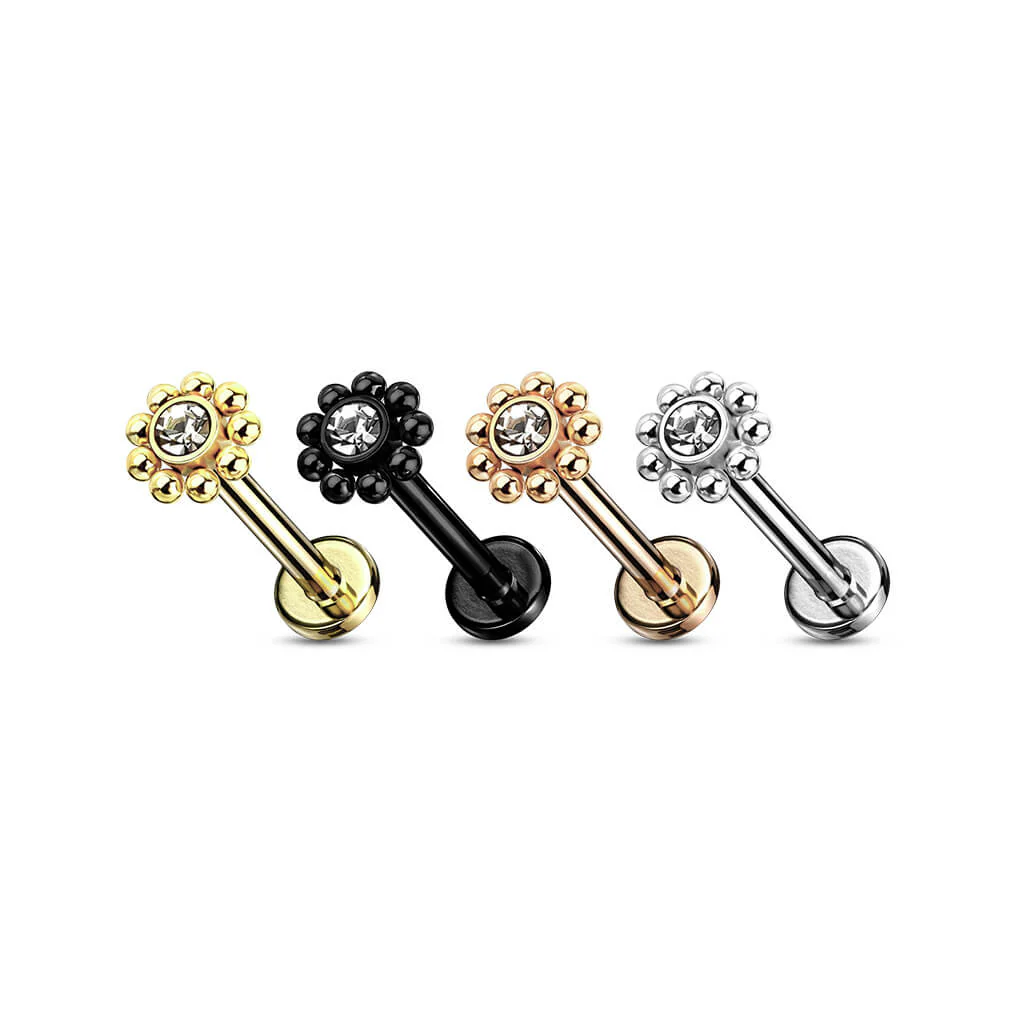 Labret Flower Zirconia Internally Threaded - Image 3