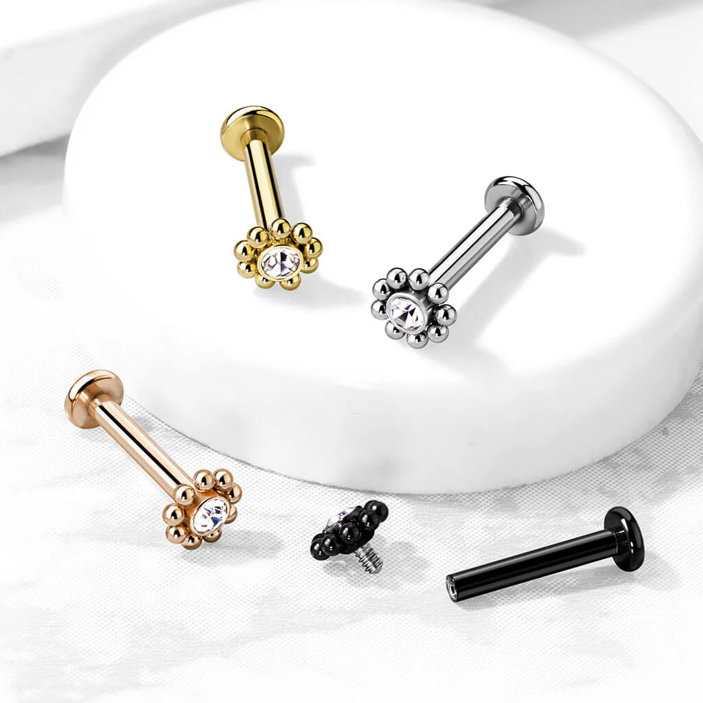 Labret Flower Zirconia Internally Threaded - Image 7