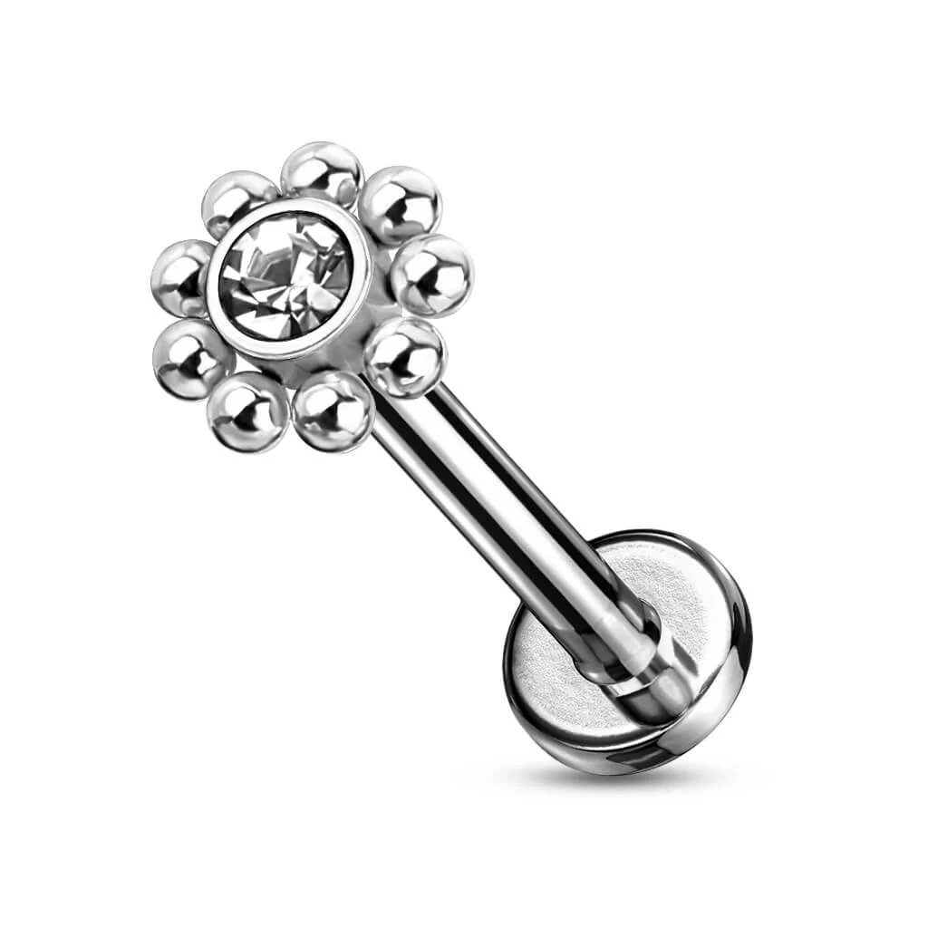 Labret Flower Zirconia Internally Threaded - Image 8