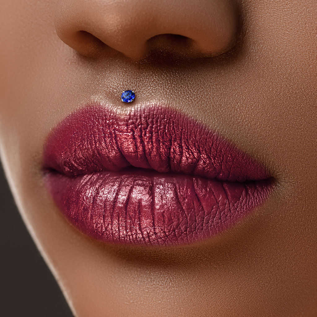 Labret Zirconia dimple setting Silver Internally Threaded - Image 3