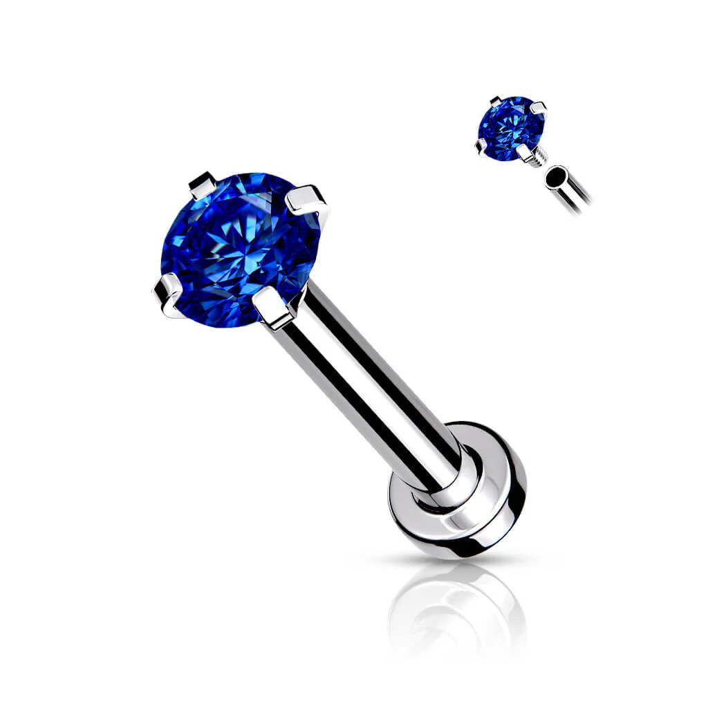 Labret Zirconia dimple setting Silver Internally Threaded - Image 7