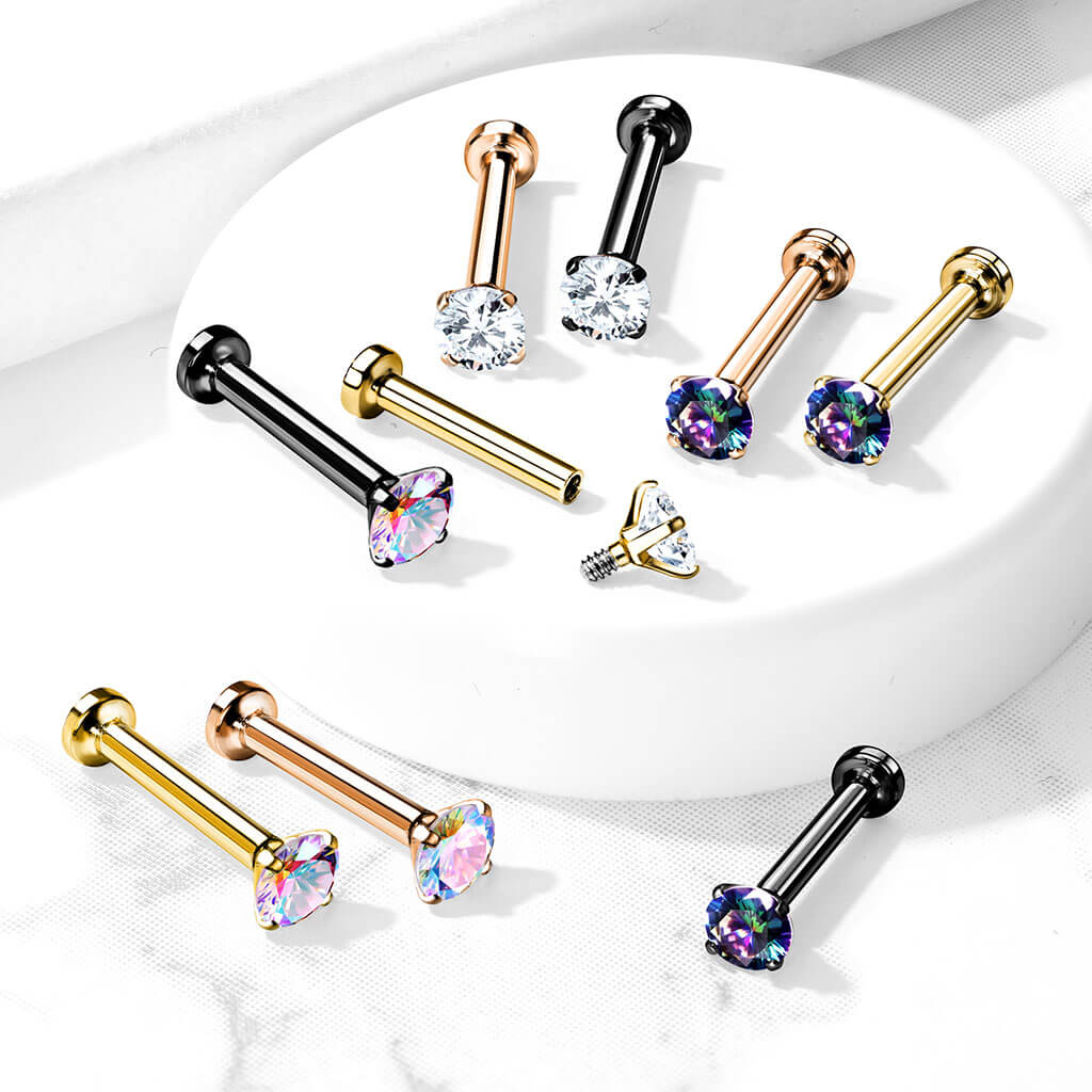Labret Zirconia dimple setting Internally Threaded - Image 7
