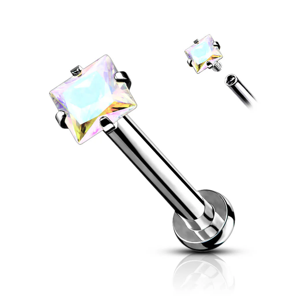 Labret Square Zirconia Internally Threaded - Image 2