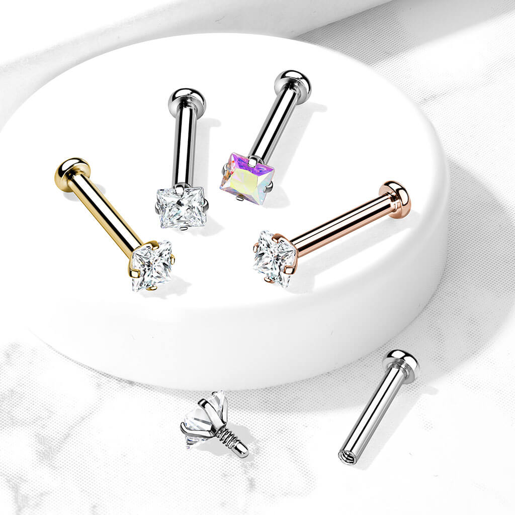 Labret Square Zirconia Internally Threaded - Image 9