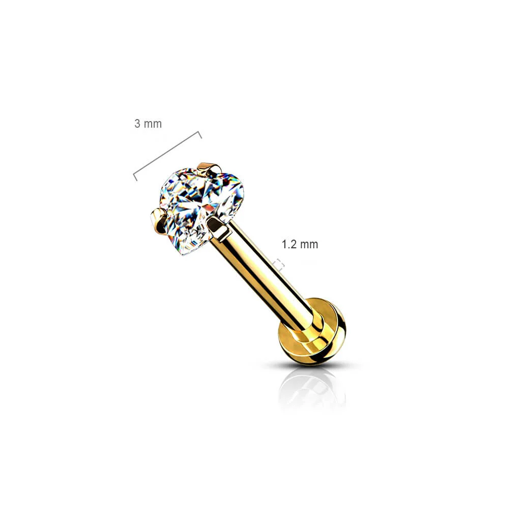 Labret Heart Zirconia Internally Threaded - Image 3
