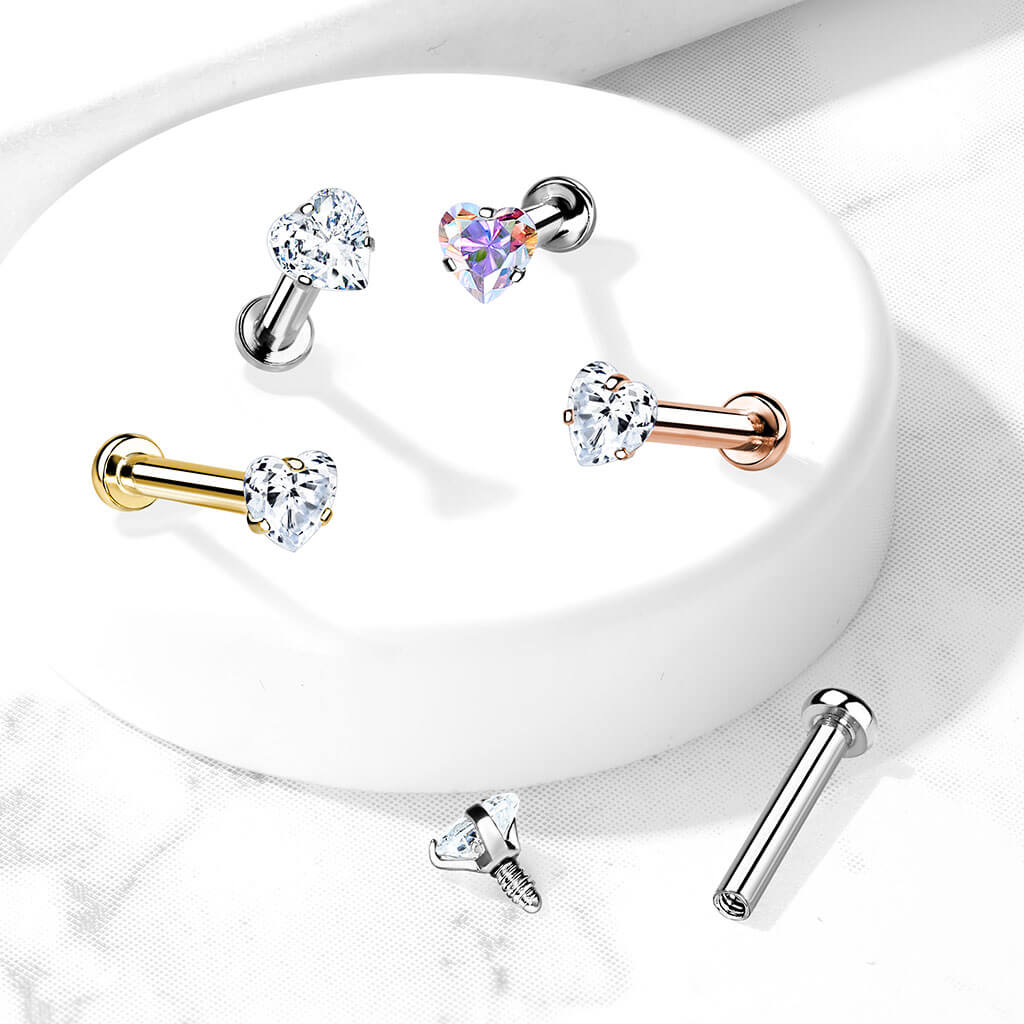 Labret Heart Zirconia Internally Threaded - Image 9